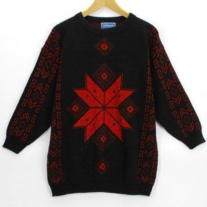 Vintage Jonathan Cass Women's Casual Retro Black & Red Crewneck Sweater 90's